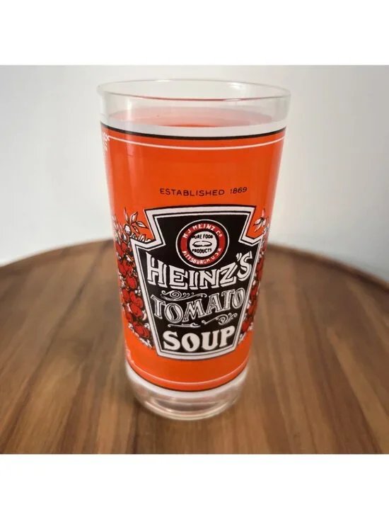 Vintage Pop Art Georges Briard Heinz Tomato Soup Can Label Beverage Glass - Picture 2 of 11